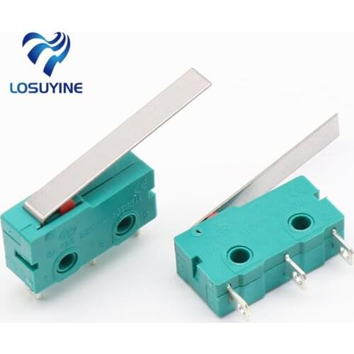 10PCS 3 pins Micro Touch Switches NO+NC 3a/5a 125VAC 250VAC Mini limit Switch Micro Switch Microswitches With 29mm Long Lever