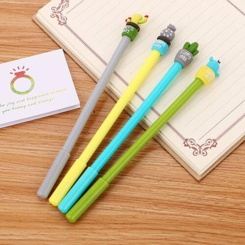100 PCs Creative Stationery Cactus Neutral Pen Cute Cartoon Student Gel Pen Office Supplies Signature Kawaii Pen