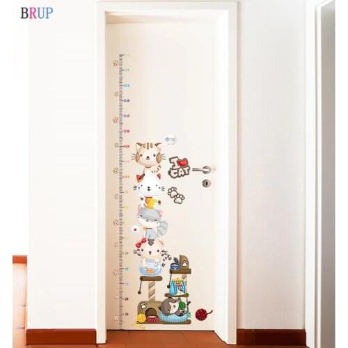 180*65cm Cartoon Kids Height Wall Stickers Large Lovely Cats Door Stickers Children Height Stickers for Kids Rooms Home Decor
