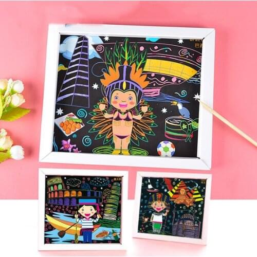 23.5x21cm Scratch Art Paper Magic Painting Paper With Drawing Stick For Kids Toy Colorful Drawing Toys