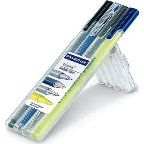 4 Pieces/set Color Ballpoint pen Mini Office set No.34; Line widths 0.3/0.45/0.5mm black/blue/yellow