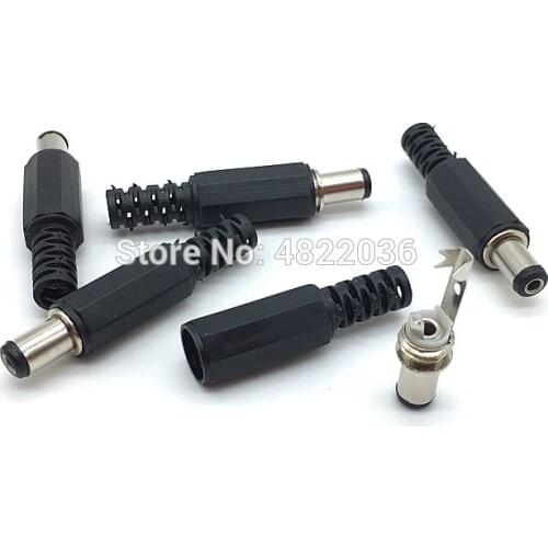 2/5/10pcs DC Power Cable Plug 5.5*2.1MM 2.5MM Connectors Female Mount Socket Jack Plug Wire Terminals Adapter 9mm length