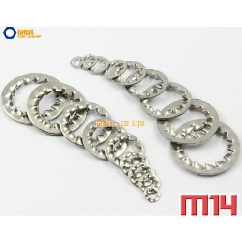 50 Pieces M14 304 Stainless Steel Internal Serrated Shakeproof Washer Lock Washer