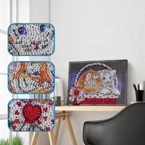 Special Shaped Diamond Painting DIY 5D Partial Drill Cross Stitch Kits Crystal Diamond Embroidery Cartoon Cat Pattern Home Decor