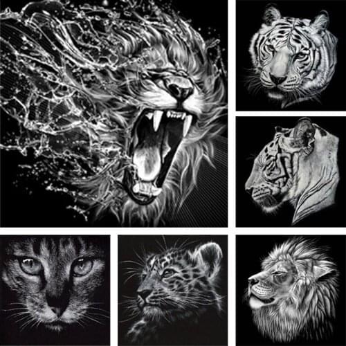 Touoilp Round/Square Diamond Painting,Needlework,Rhinestones,Mosaic,Cross Stitch,Room Decoration,Crafts,Art,Waiting tiger baby