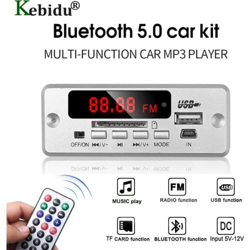 Kebidu Bluetooth 5.0 DC 5V 12V Micro USB Power Supply TF FM Radio MP3 Decoder Audio Board For Car Remote Control Music Speaker