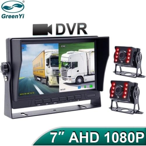 GreenYi 7 inch 1920x1080P DVR Recording IPS Screen Truck Vehicle AHD Monitor AHD IR Car Front/Rear View Camera