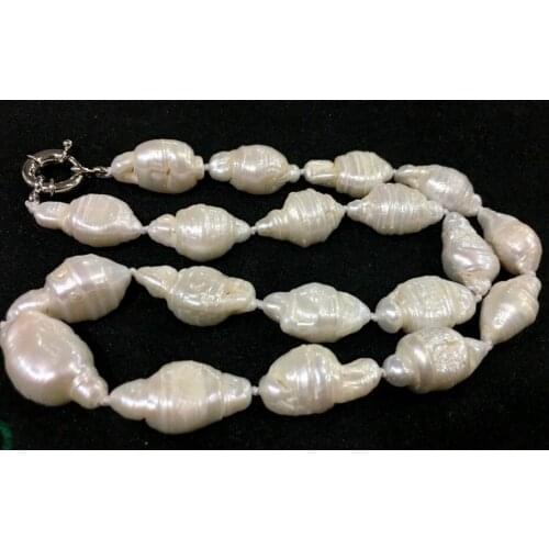 BEAUTIFUL 12x16 MM WHITE BAROQUE PEARL NECKLACE 18" 36"AAA