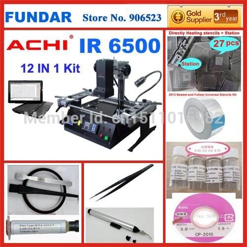 Free shipping Original ACHI IR6500 BGA Rework Station with free 12 in 1 reballing kit