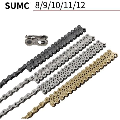 SUMC Mountain Bike Chain 8/9/10/11/12 Speed Hollow Out Gray/Silver/Gold Chains With Link Bicycle Parts