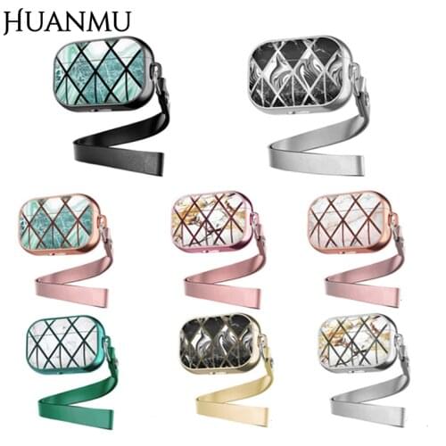 For Airpods 12 Bracelets With Lanyard Chain Strap Case for Apple Airpods pro Wireless Earphone Cover Charging Box Marble TPU New