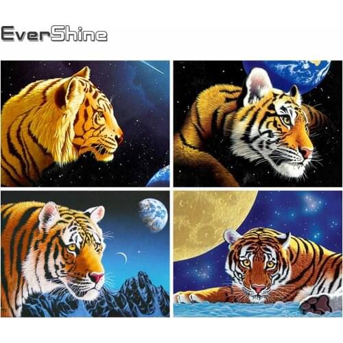 Evershine 5D DIY Diamond Embroidery Tiger Craft Kit Full Square Diamond Painting Animals Rhinestone Art Home Decoration