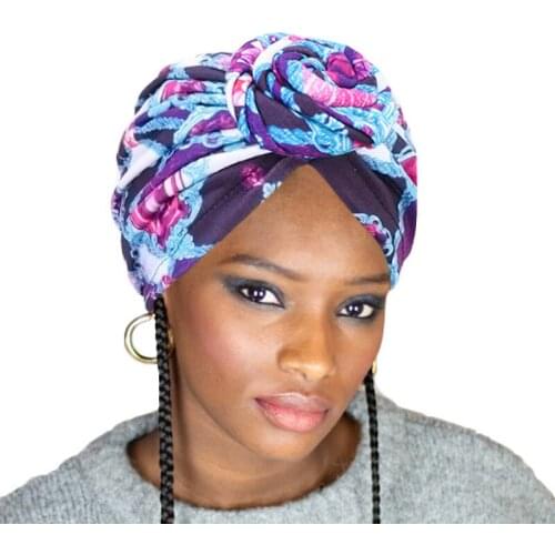 Hot Sale Hair Caps For Sleeping Swirl Flower Headscarf Hat Hedging Cotton Turban Bonnet Fashion Ethnic Styling Knotted Retro