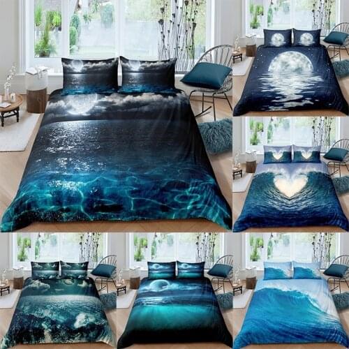 3D Bedding Set Moon Night View Duvet Cover Set With pillowcase Bedding King Queen Full Double Single Size Bedding Set King Size