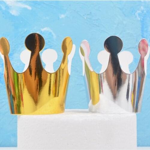 10Pcs Gold Silver King Crown Kids Birthday Party Decoration Birthday Hat Cake Topper Christmas Gift Party Decoration