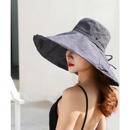 Summer Wide Brim Fisherman Hat Women Sun Protection Sunshade Bucket Fisher Cap Lady Travel Beach Anti-UV Sunscree Hats H6840