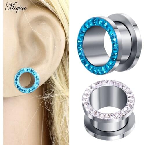 Miqiao 2pcs Stainless Steel 316L l Ear Plugs and Tunnels Earlets Screwed Expander Ear Gauges Piercings Body Jewelry