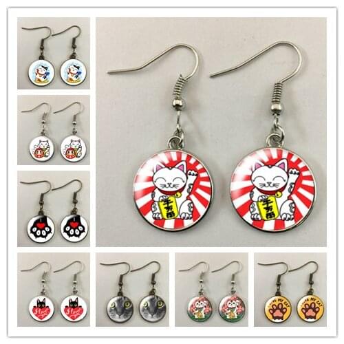 Fashion Cute Lucky Cat Earrings Lucky Cat Welcome Hades Cat Retro Animal Art Steampunk Womens Jewelry Fashion Earrings