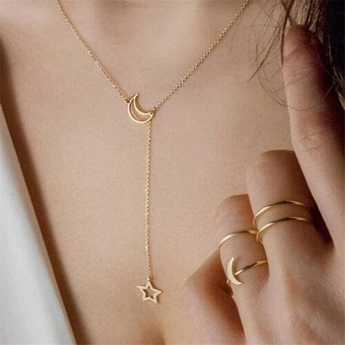 Lusion Jewelry Fashion Wholesale Prcie Gold Color Star Moon Irregular Choker Necklace Necklaces & Pendants Woman Extendy Gift