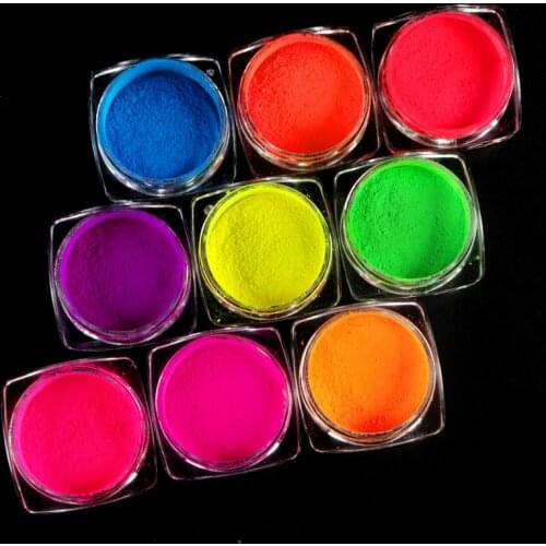 9 Pcs Neon Pigment Nail Powder Dust Gradient Fluorescence Ombre Nail Glitter Powder Make Up Nail Art Accessories French Manicure
