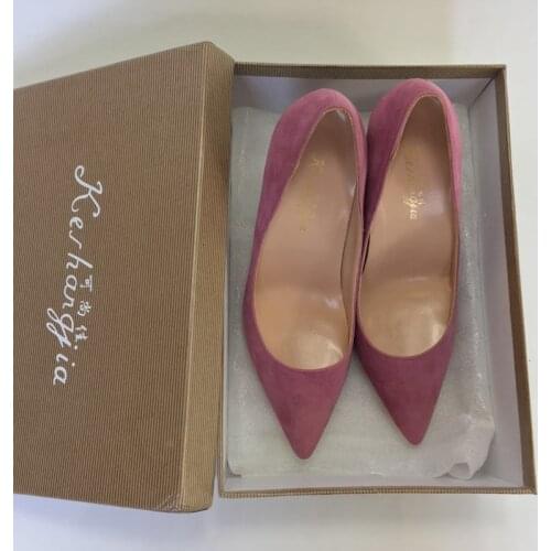 2020 Spring New shallow heel ladies pumps Sexy OL slip-on wild high heels women shoes sude leather women pumps