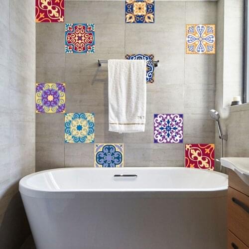 New Colors Retro Tile Stickers Bathroom PVC Wall Stickers Home Decor Living Room Self-adhesive Floor Art Mural Poster Wallpaper