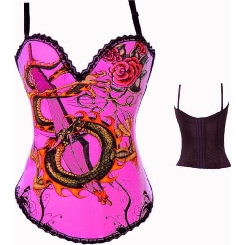 New Style Pink Corset Dragon Cartoon Corset weight loss corset 3S3048 Free shipping Pink Corset With Dragon Decoration