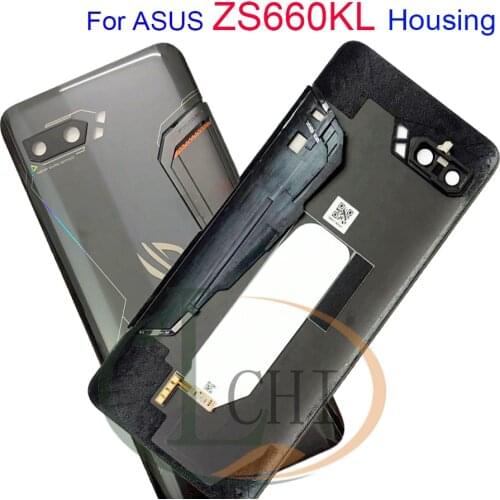 Original New For 6.59" Asus ROG Phone II ZS660KL 3D Glass Back Battery Cover Housing+Glass Lens For ASUS_I001D I001DA I001DE
