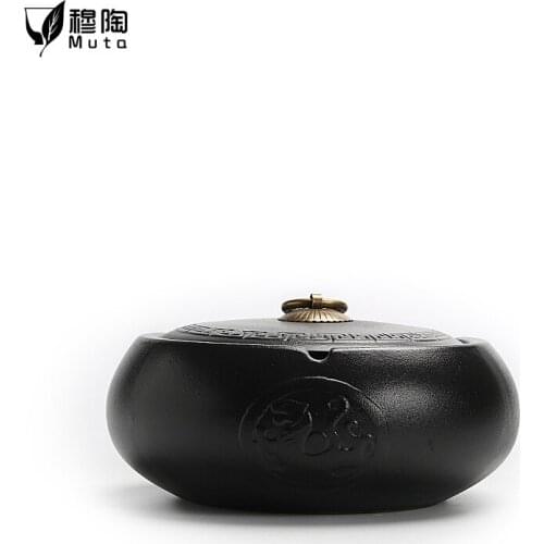 Home Decor Large Capacity Ceramics Ash Tray Chinese Traditional Style Ashtray Portable Anti-Scalding Cenicero Cigar Ashtray