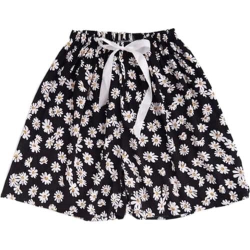 Casual Loose Women Sleep Short Pants Cotton Gauze Pajamas Summer Home Beach Bottoms Lounge Sleepwear Large Size Printing