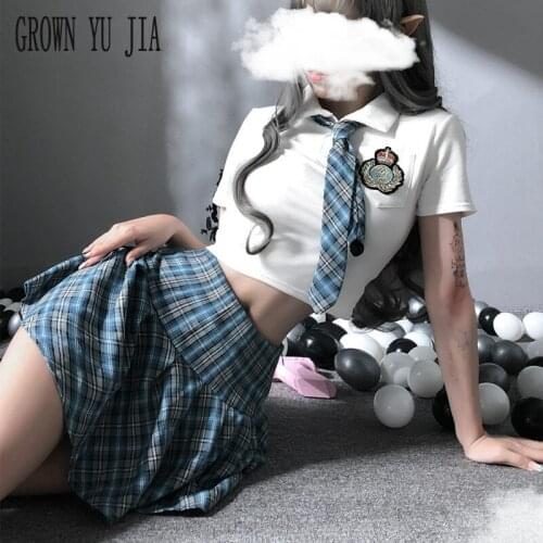Sexy JK Uniform Cute Girls Student clothes Japanese Lolita Cosplay Erotic Costumes Porno Cheerleader Naughty Lingerie Outfits
