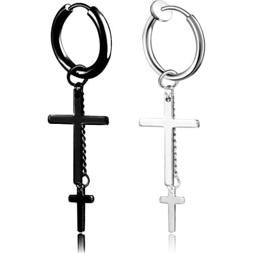 1PC Cross Stainless Steel Drop Earrings Fashion Punk Cross Skeleton Scorpion Pendant Dangle Earrings Vintage Goth Party Jewelry