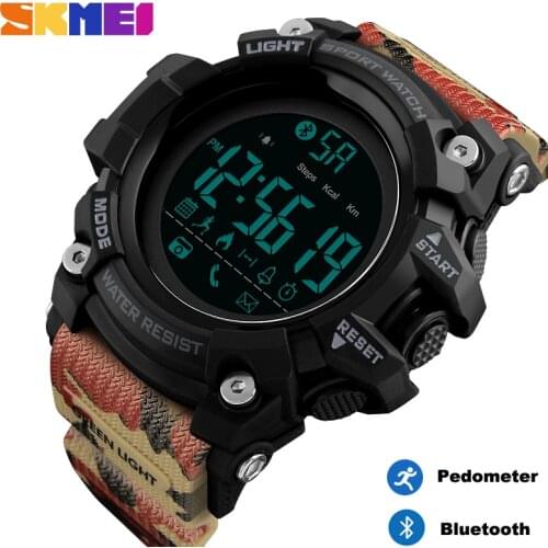Skmei Smart Sports Calorie Pedometer Mens Watches Luxury Bluetooth Digital Clock Waterproof LED Wristwatch relogio inteligente
