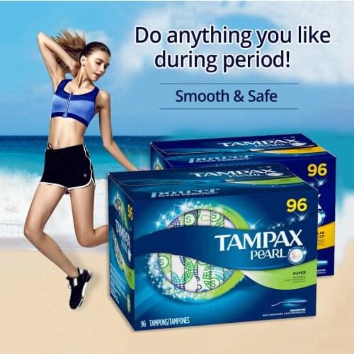 Tampax Pearl Unscented Tampon Regular & Super Absorbency 96 Pcs/Pack Replace Menstrual Cup Sanitary Towel Napkin Menstrual Belt