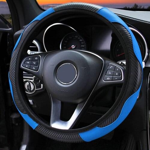 Car Steering Wheel Cover Breathable Anti Slip PU Leather Steering Covers Suitable 37-38cm Auto Steering Wheel Protector