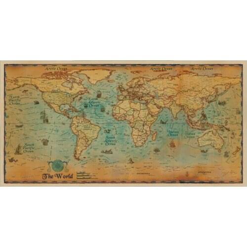 100*50cm World Map Nautical Ocean map Retro old Art Paper Painting Home Decor Sticker Living Room Poster Cafe Antique poster