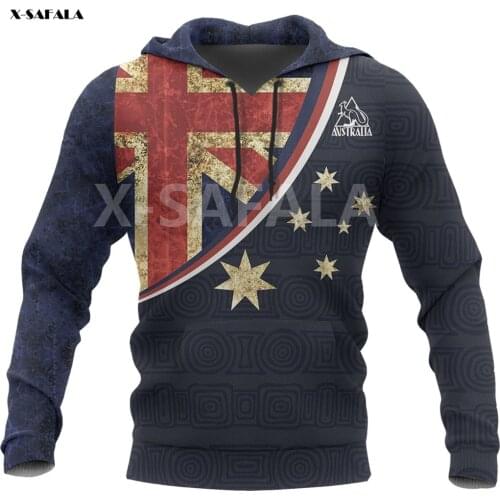 Flag Vintage Kangaroo Southern Cross Australia 3D Printed Hoodie Man Women Harajuku Zipper Pullover Sweatshirt Jacket