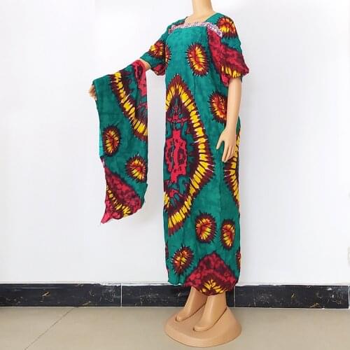 Vintage Traditional Print Dashiki African Dresses For Women Plus Size Boubou Robe Sequins Africaine Femme Long Maxi Dress