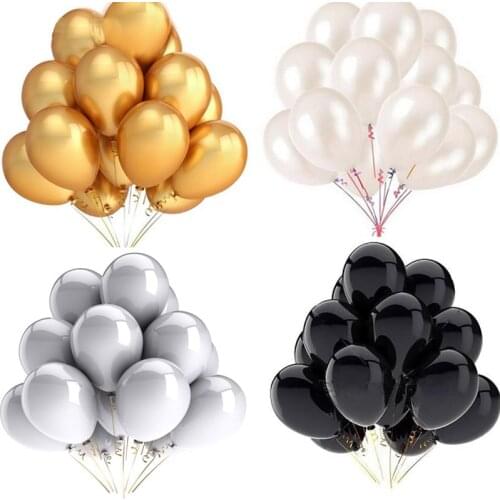 15pcs/lot 2.2g 10inch Pearl Gold Silver Black Latex Balloons Birthday Wedding Party Decor Air Helium Globos Kids Gifts Supplies