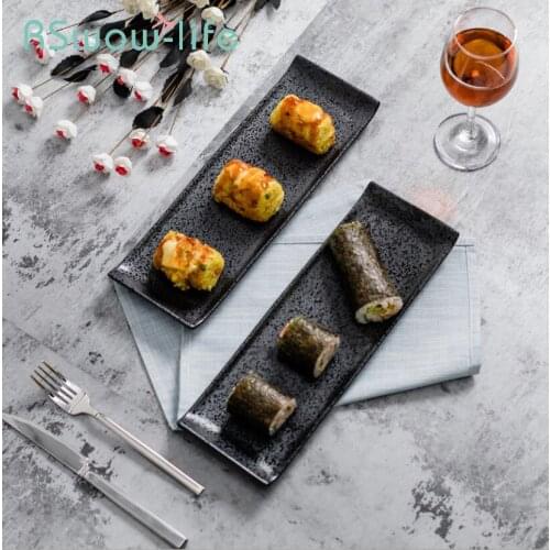 High-grade Rectangular Ceramic Dish 13-inch Restaurant Dinner Plates Sushi Plate Cake Marble Tray For Kitchen Supplies