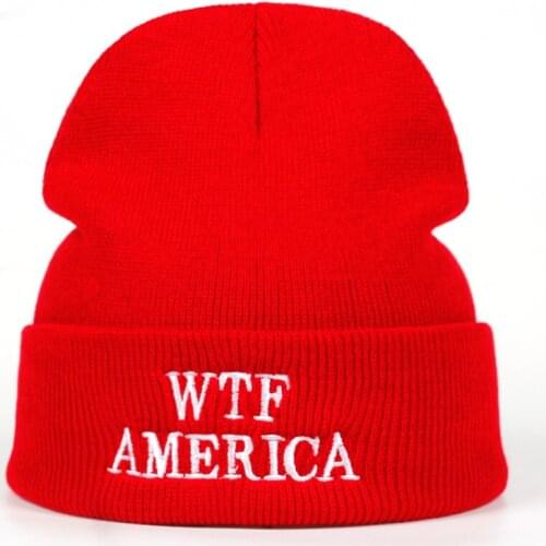 High Quality Letter WTF AMERICA Casual Beanies For Men Women Fashion Knitted Winter Hat Hip-hop Skullies Hats Bone Garros