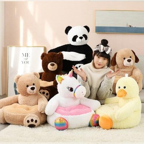 1pc 50CM Cartoon Lovely Teddy Bear Panda Unicorn Duck Kids Sofa Chair Plush Toys Baby Adult Stuffed Seat Cushion Children Gifts