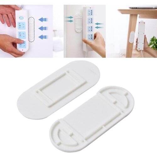 1pc White Power Strip Holder Punch-free Wall Hanging Plug-in Row Hanger Patch Hot Socket Panel Seamless Board Paste Mounted