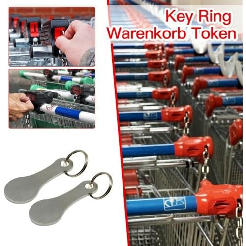 2pcs Ring For Key Keychain Metal Aluminum Alloy Black Shopping Cart Token Keyring Accessories Decor Keyring Hook Dropship