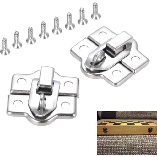 2Pcs Zinc Alloy Hasps Jewelry Chest Wine Wooden Box Hasps Latch Lock Suitcase Padlock Hasp Hook Locked Buckle &Screws 26*28mm