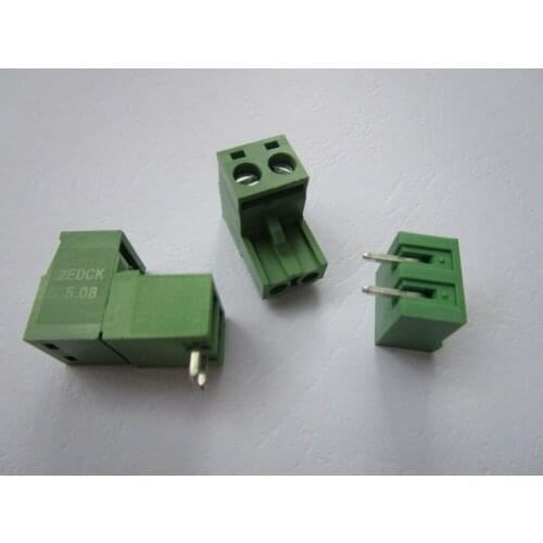 20 Pcs Close Angle 2 pin/way Pitch 5.08mm Screw Terminal Block Connector Green Color Pluggable Type With Angle pin