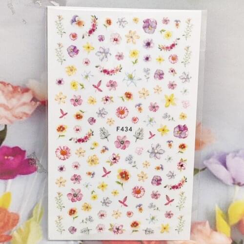 3D Stickers for Nails Daisy Morning Glory Flowers Nail Foil Slider Fashion Manicure Sticker Cute Cartoons Nail Art Decoration