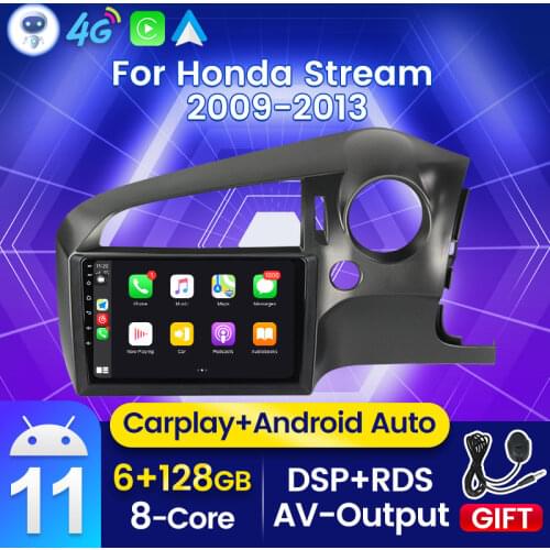4G LTE Android 11 DSP Car Radio with Frame GPS Navigation For Honda Stream 2009 2010 2011 2012 2013 Multimedia Player Head Unit