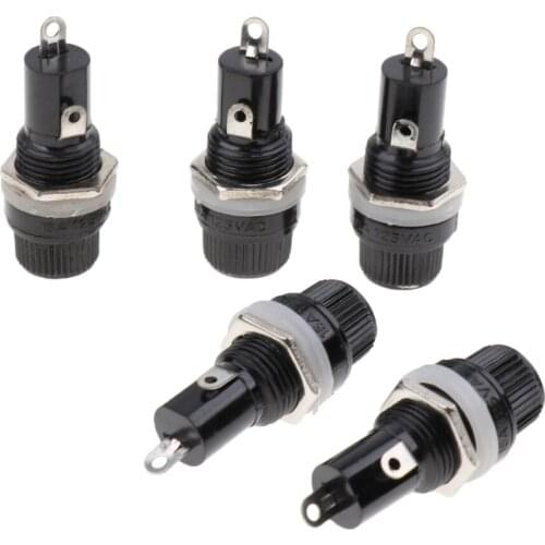 5 Pieces AC 125V 15A 250V 10A Panel Mount Fuse Holder for 5mmx20mm Glass Fuses