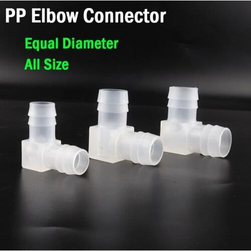 5pcs 1.6~20mm Food Grade PP Equal Dia. Elbow Connectors Aquarium Fish Tank Aerator Hose Fittings Air Pump Hose Joint Adapter